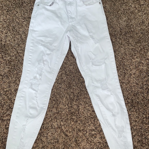 plain white jeans